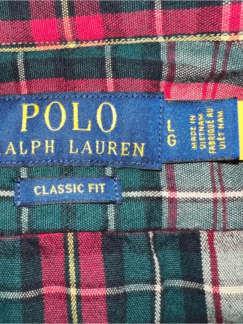 Polo Ralph Lauren Classic Fit Plaid Button-Down Shirt Red Green Tartan Men’s L - Picture 13 of 14